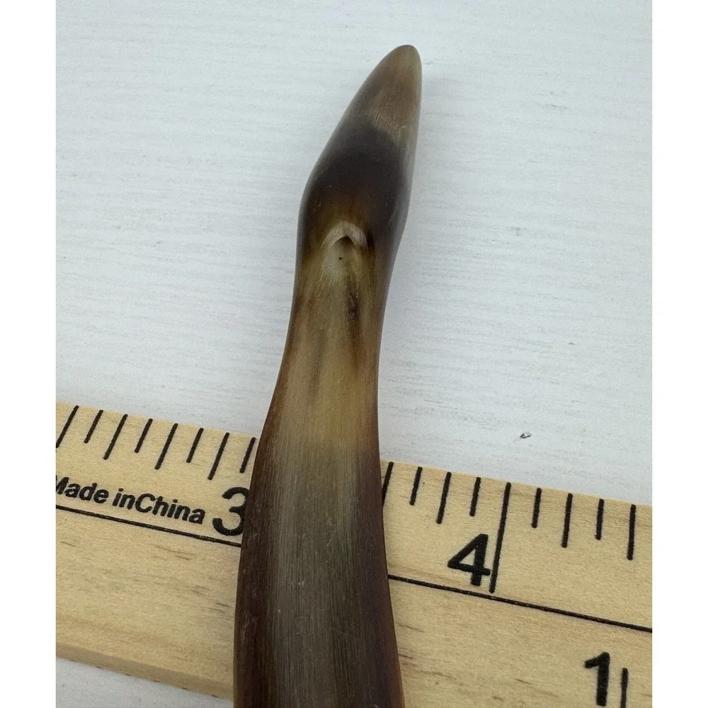 Vintage Antique Natural Horn Letter Opener Paper Knife Curved Brown‎ Desk Tool
